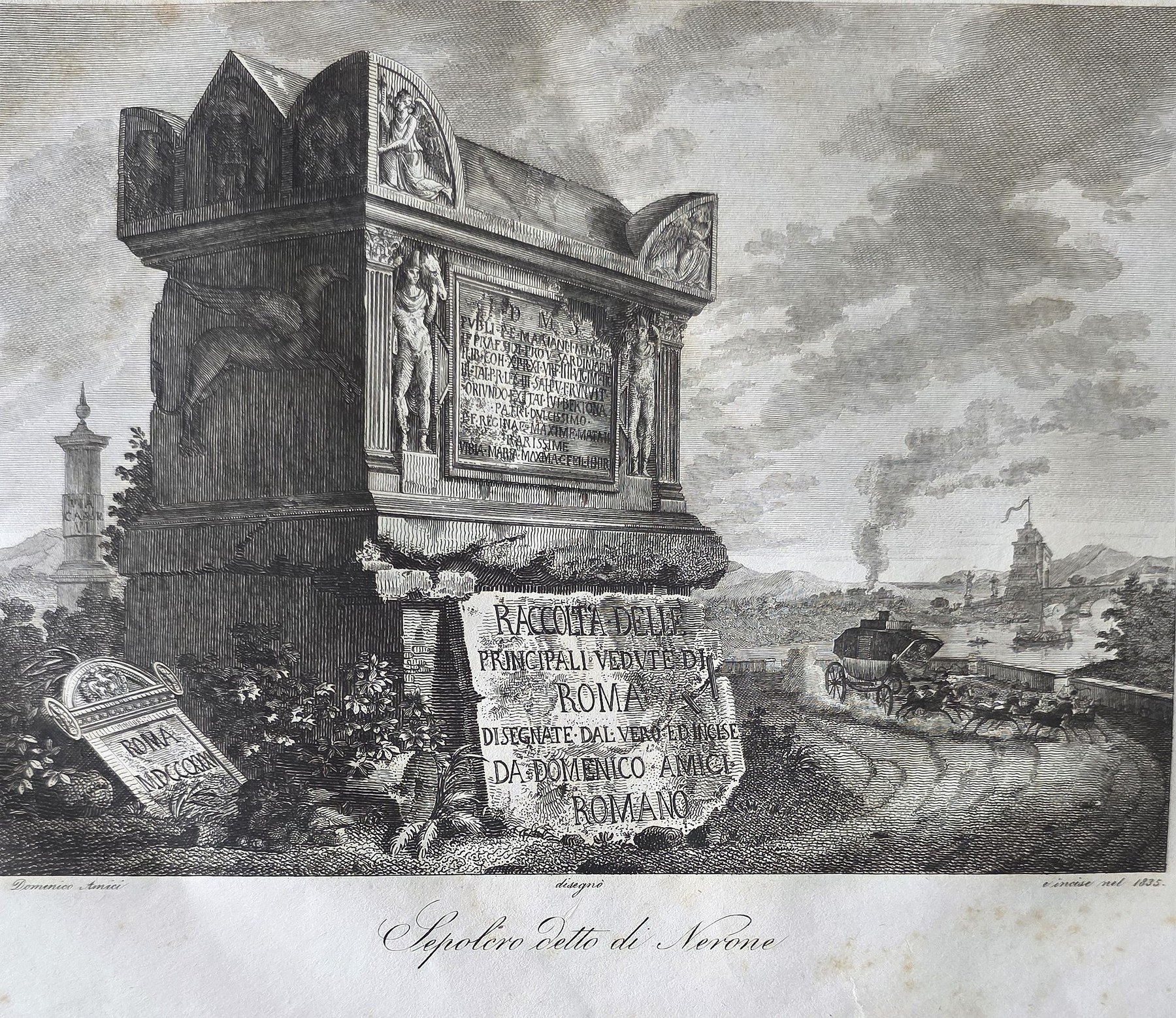 Monumentales Grabdenkmal in offener Landschaft