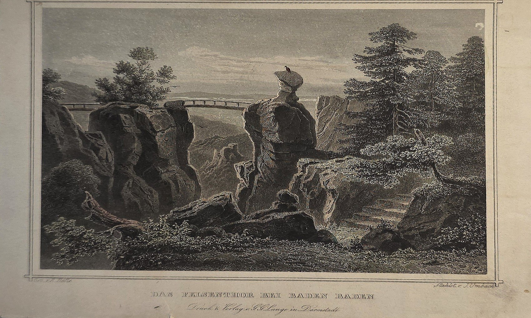 Felslandschaft mit Wanderern und Aussichtspunkt