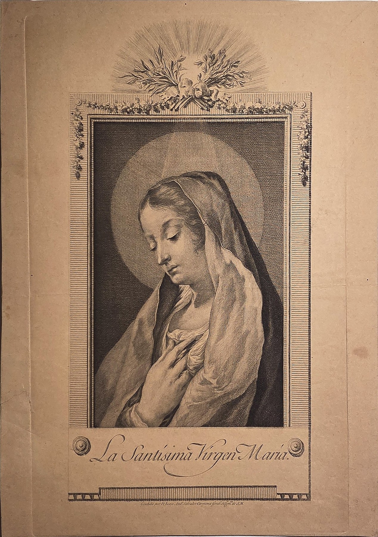 Andachtsbild der Madonna im Zierrahmen
