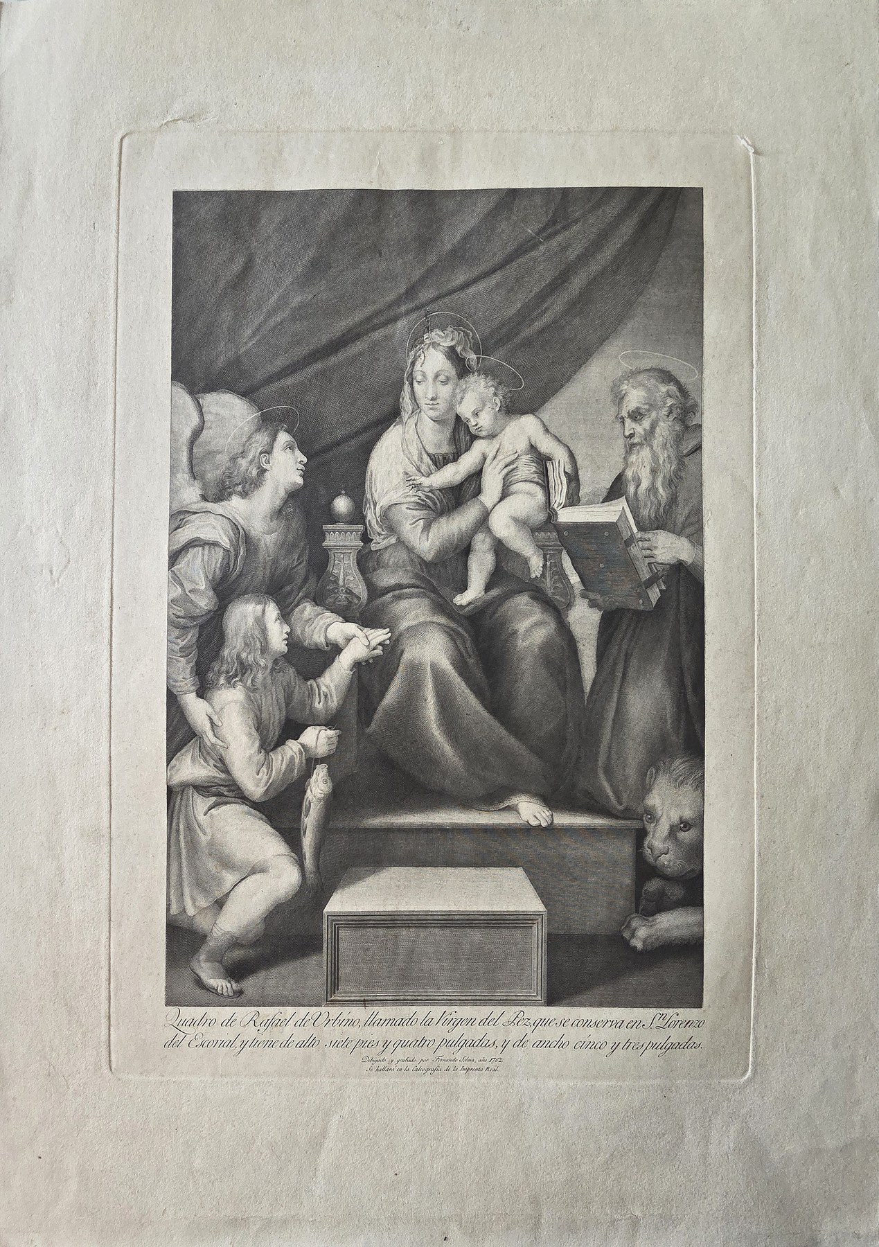 einer thronenden Madonna mit Kind und Begleitfiguren