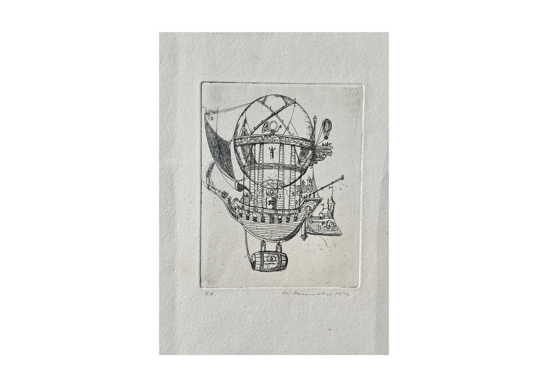 Grafisches Emblem mit Kreis und geometrischen Formen