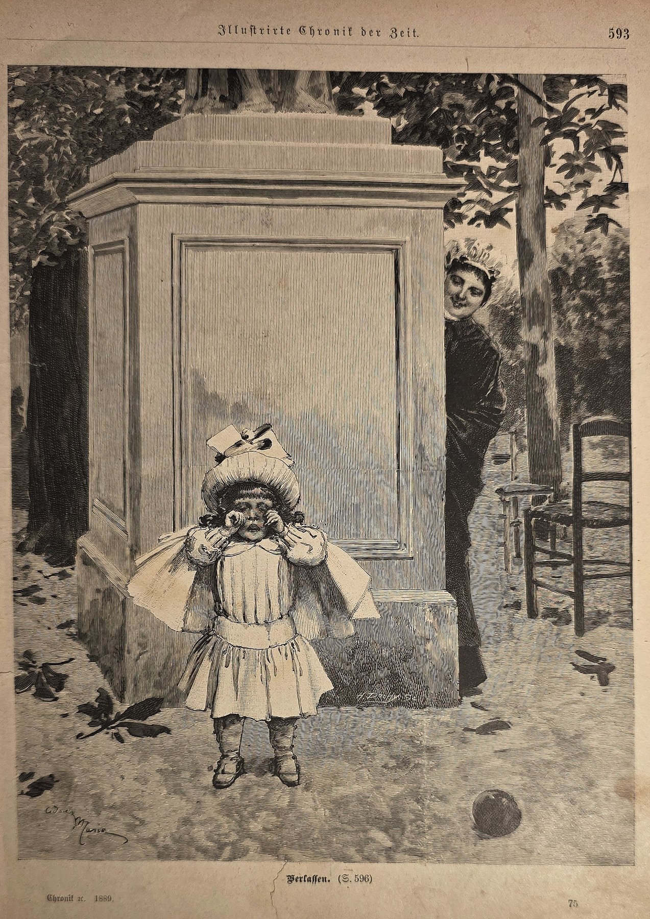 Kleines Mädchen vor einem Denkmal