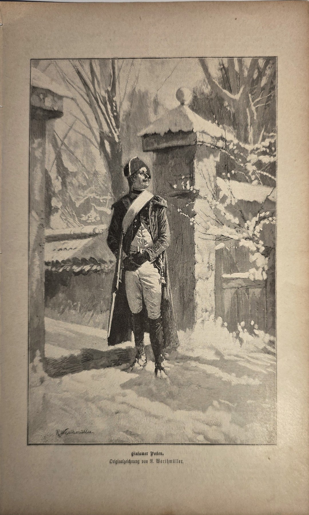 Mann vor verschneitem Tor – zweite Fassung