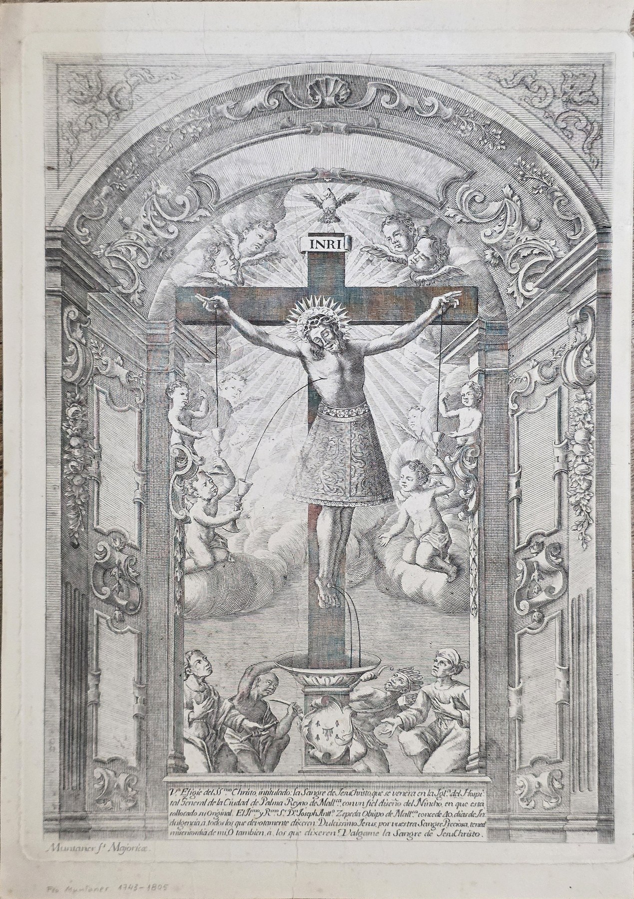 Kreuzigung in reich gegliederter Altarnische