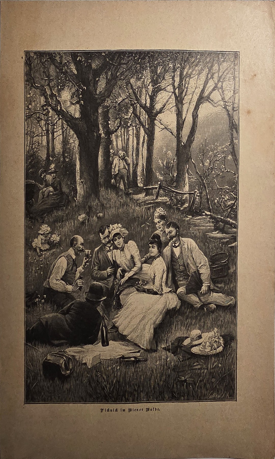 Rastende Gruppe im schattigen Wald
