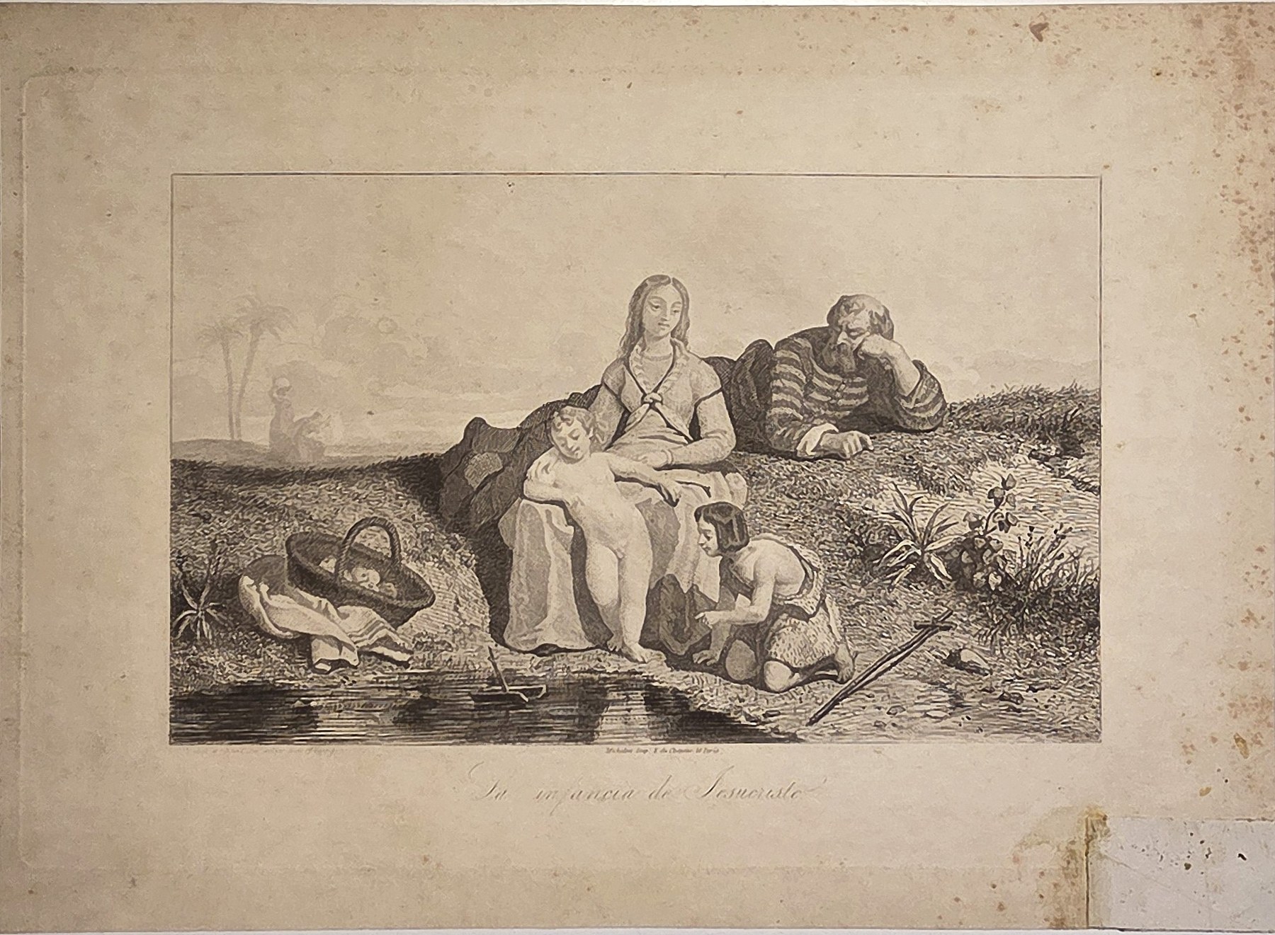 Rastende Familie in weiter Landschaft