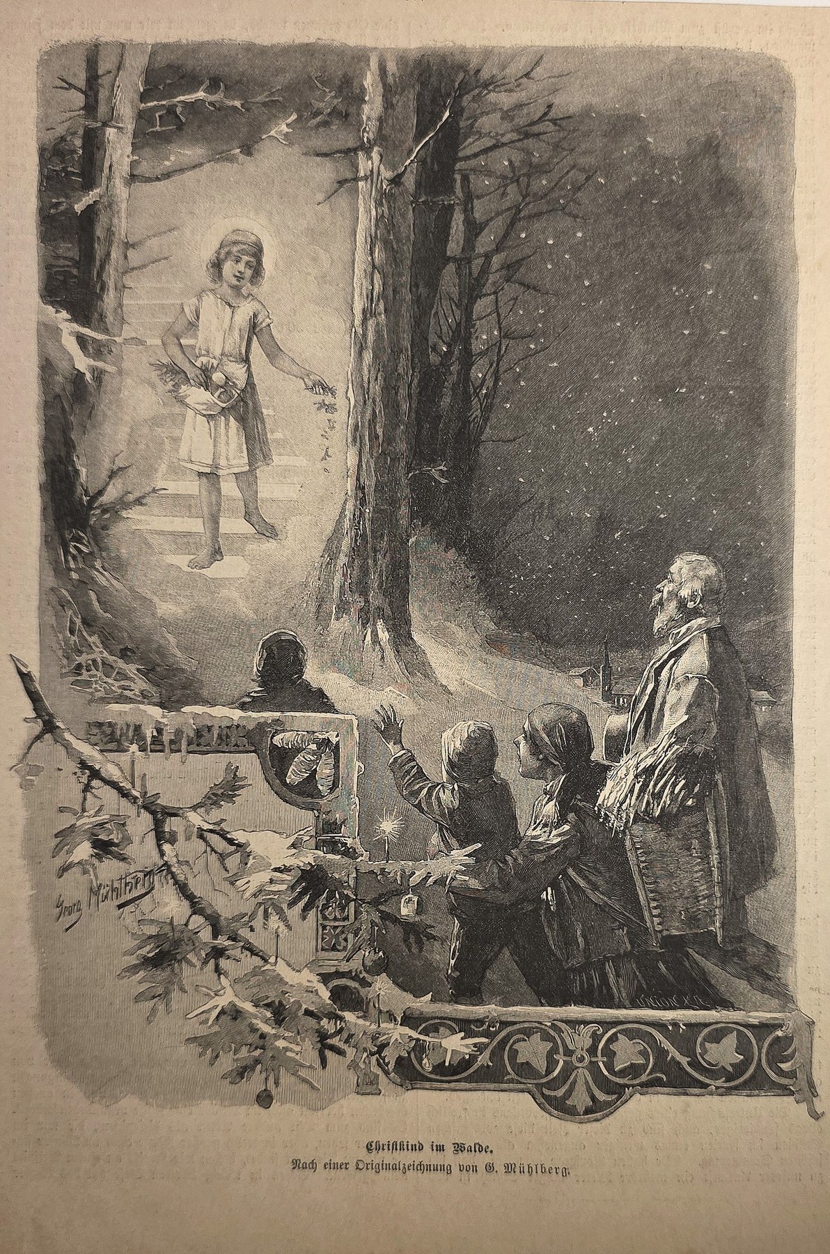Figurengruppe mit Erscheinung im Wald
