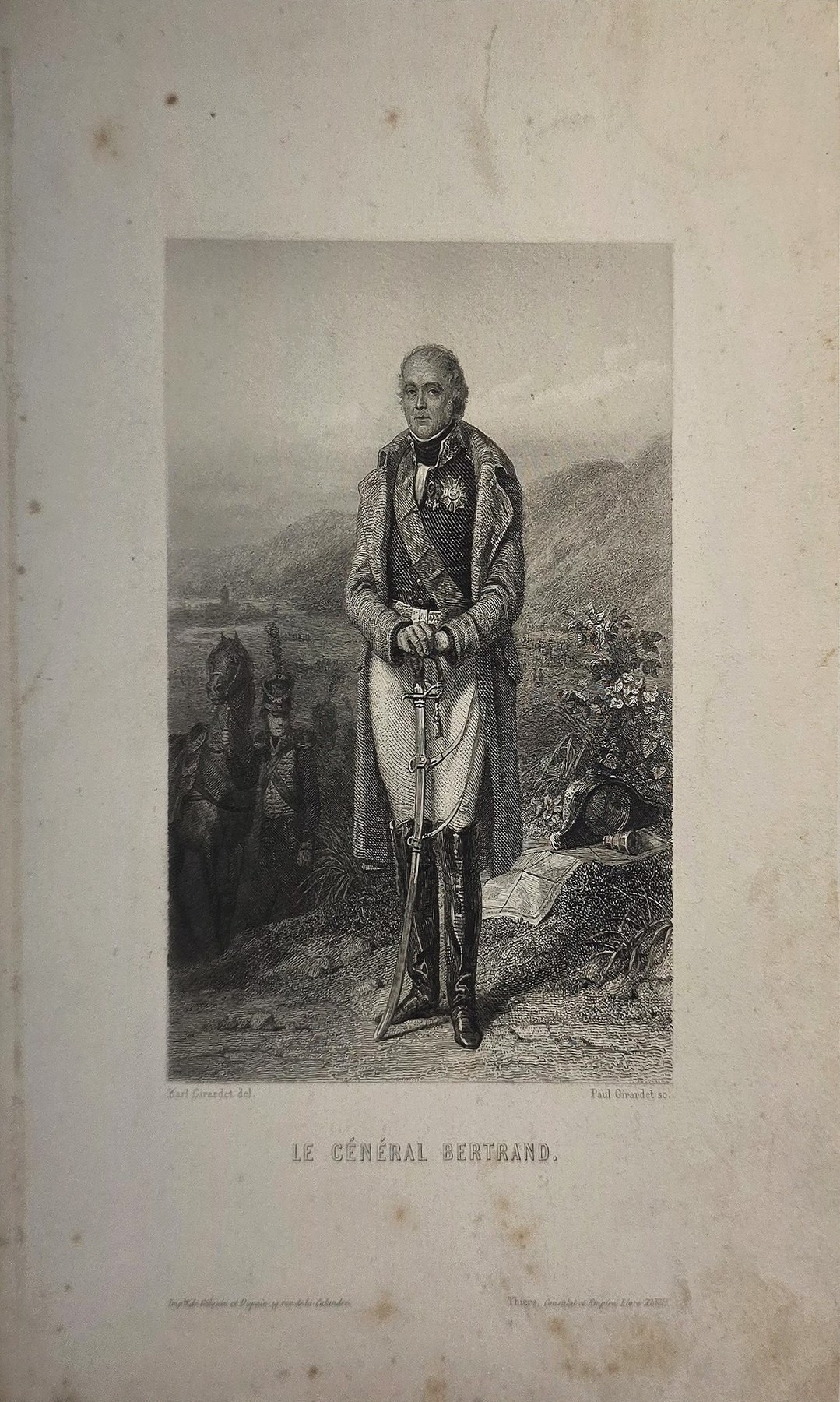 Stehender Herr mit Stock vor Landschaft