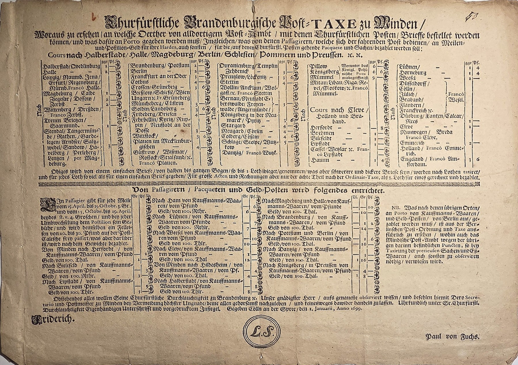 Historische Darstellung – Historische Tabelle mit Fest- und Kalenderdaten