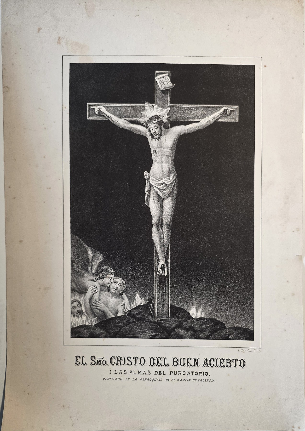 Kreuzigung Christi mit dunklem Bildgrund