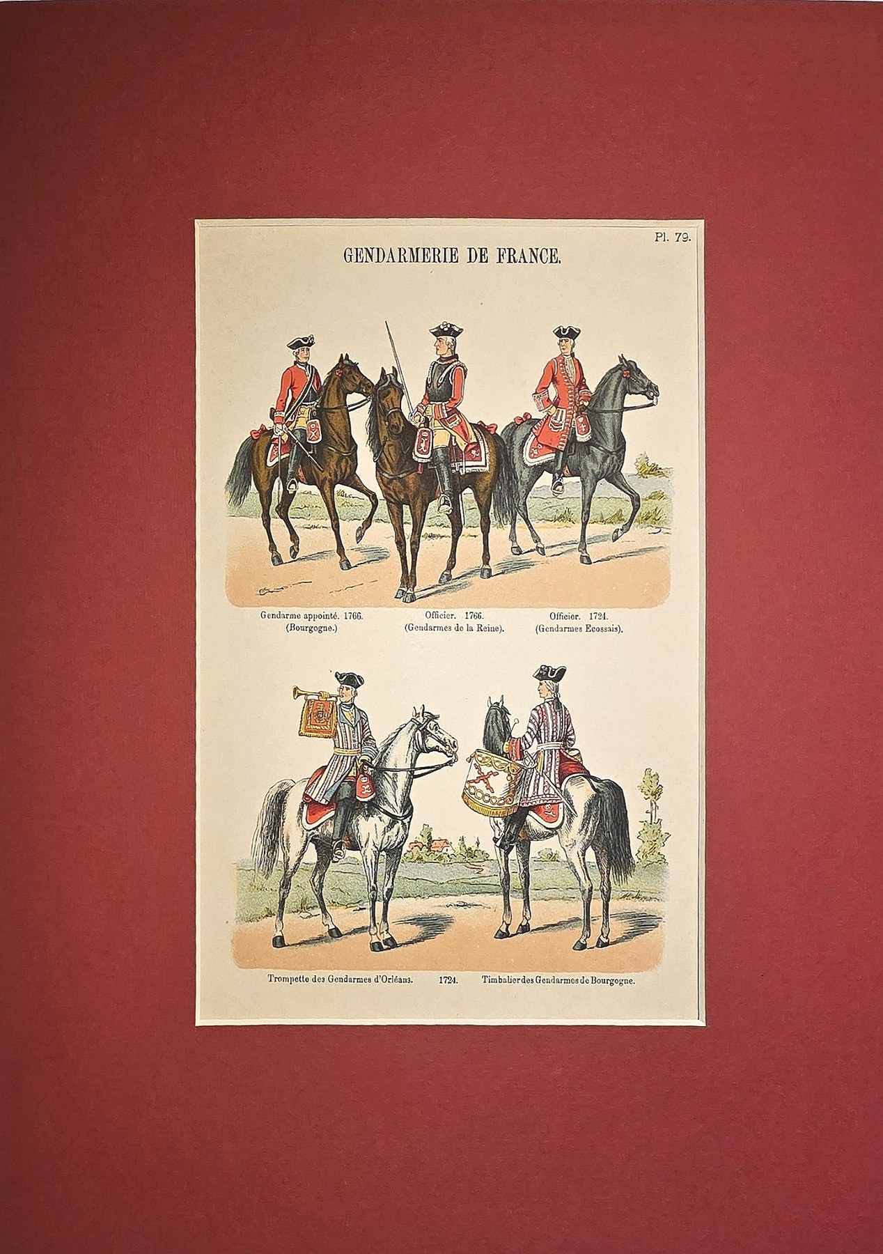 Uniformierte Reitergruppen – kolorierter