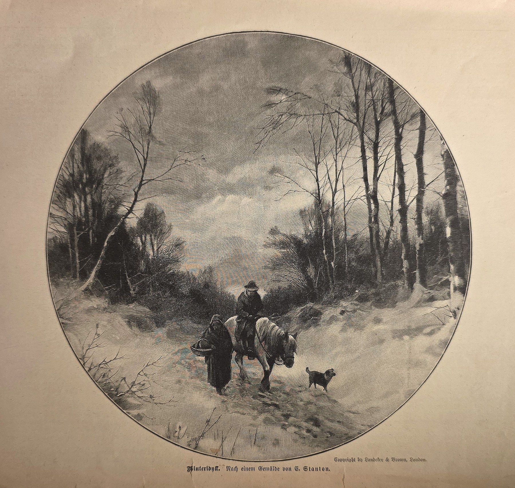 Winterlicher Waldweg mit Figuren