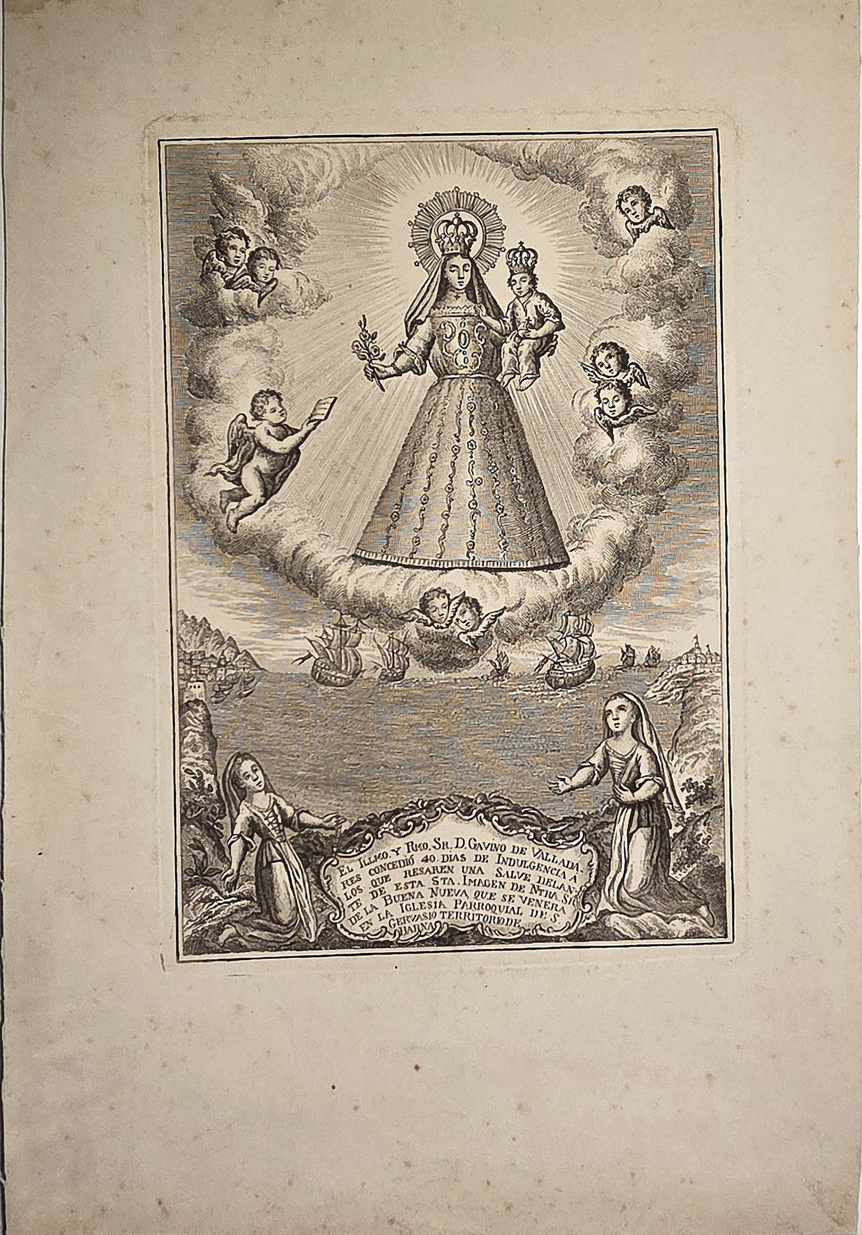 Gekrönte Marienfigur mit Kind und Engelskranz