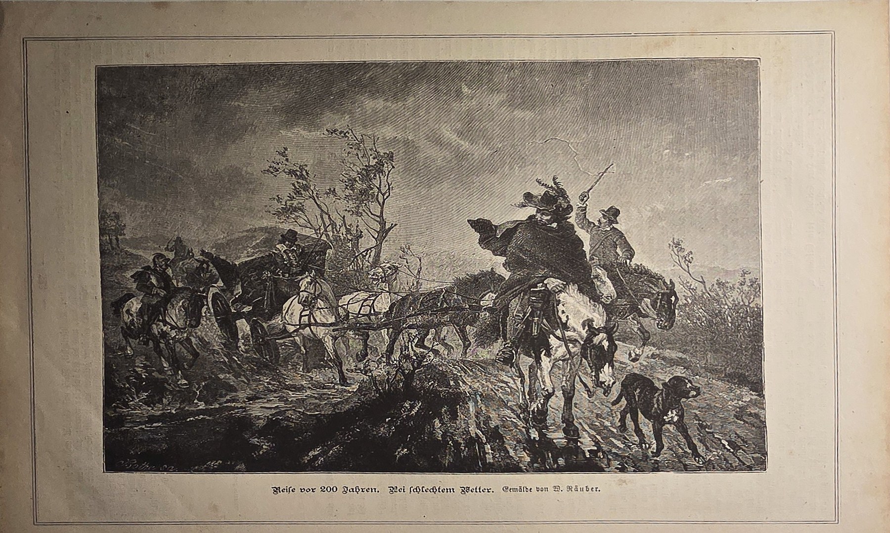 Pferdekolonne auf unruhigem Landweg