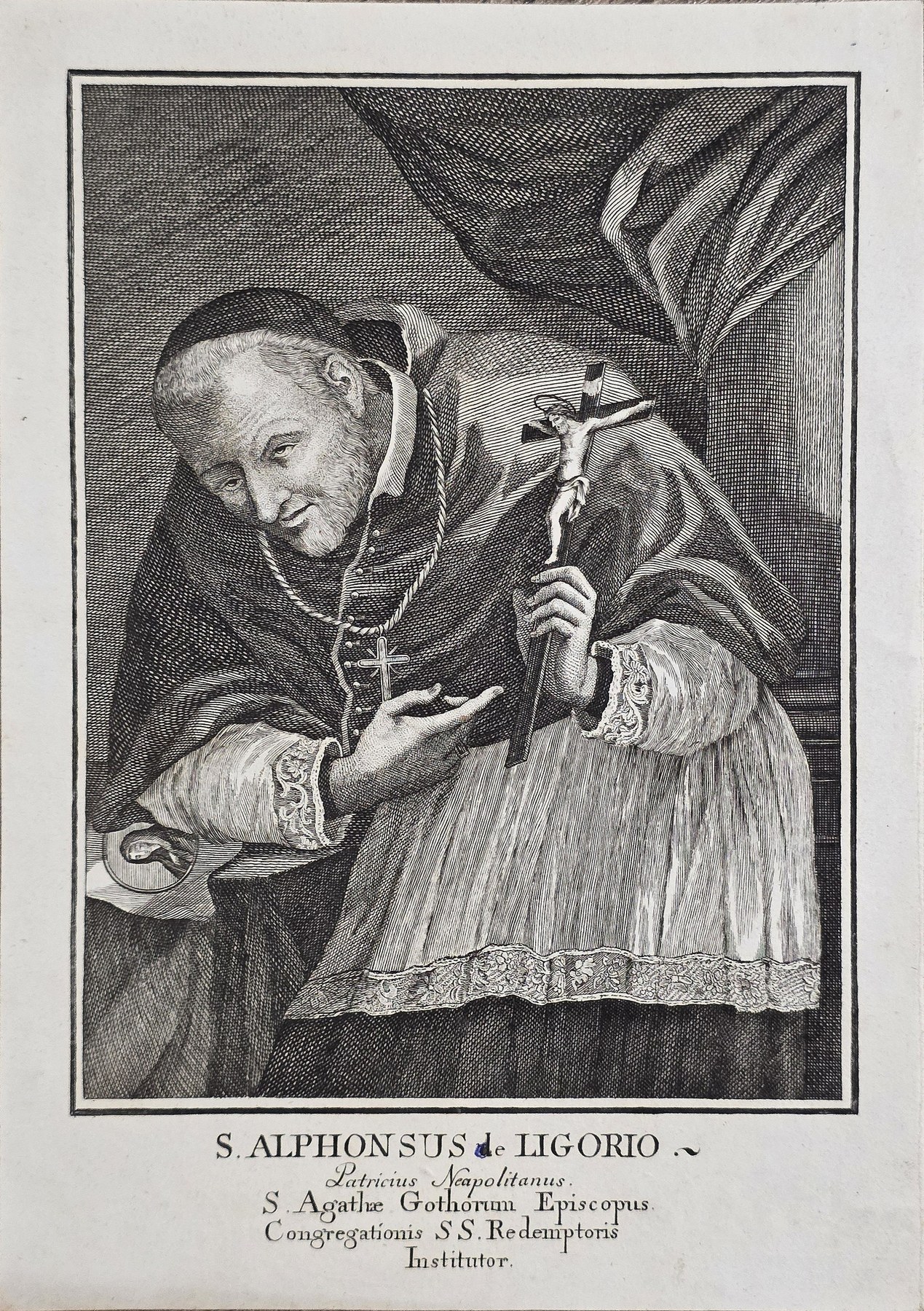 Ordensheiliger mit Kreuz und Rosenkranz
