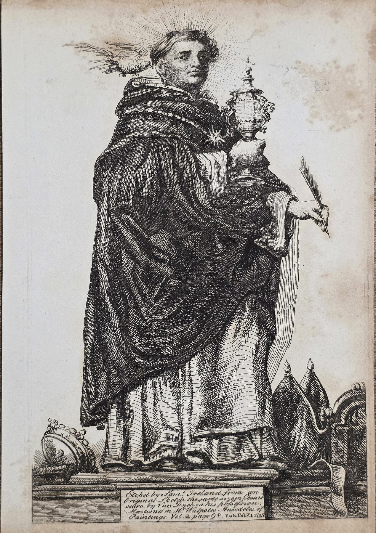 Historische Darstellung – Stehender Ordensmann mit Monstranz