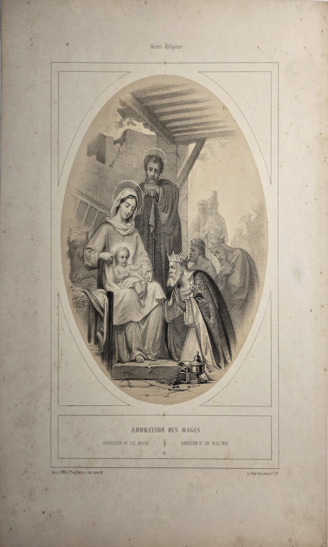 Historische figürliche Darstellung – Ovale mit religiöser Familienszene