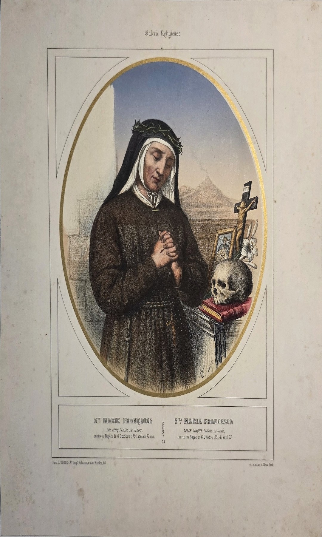 Historische Darstellung – Ovale mit Ordensfrau und kleinem Kruzifix