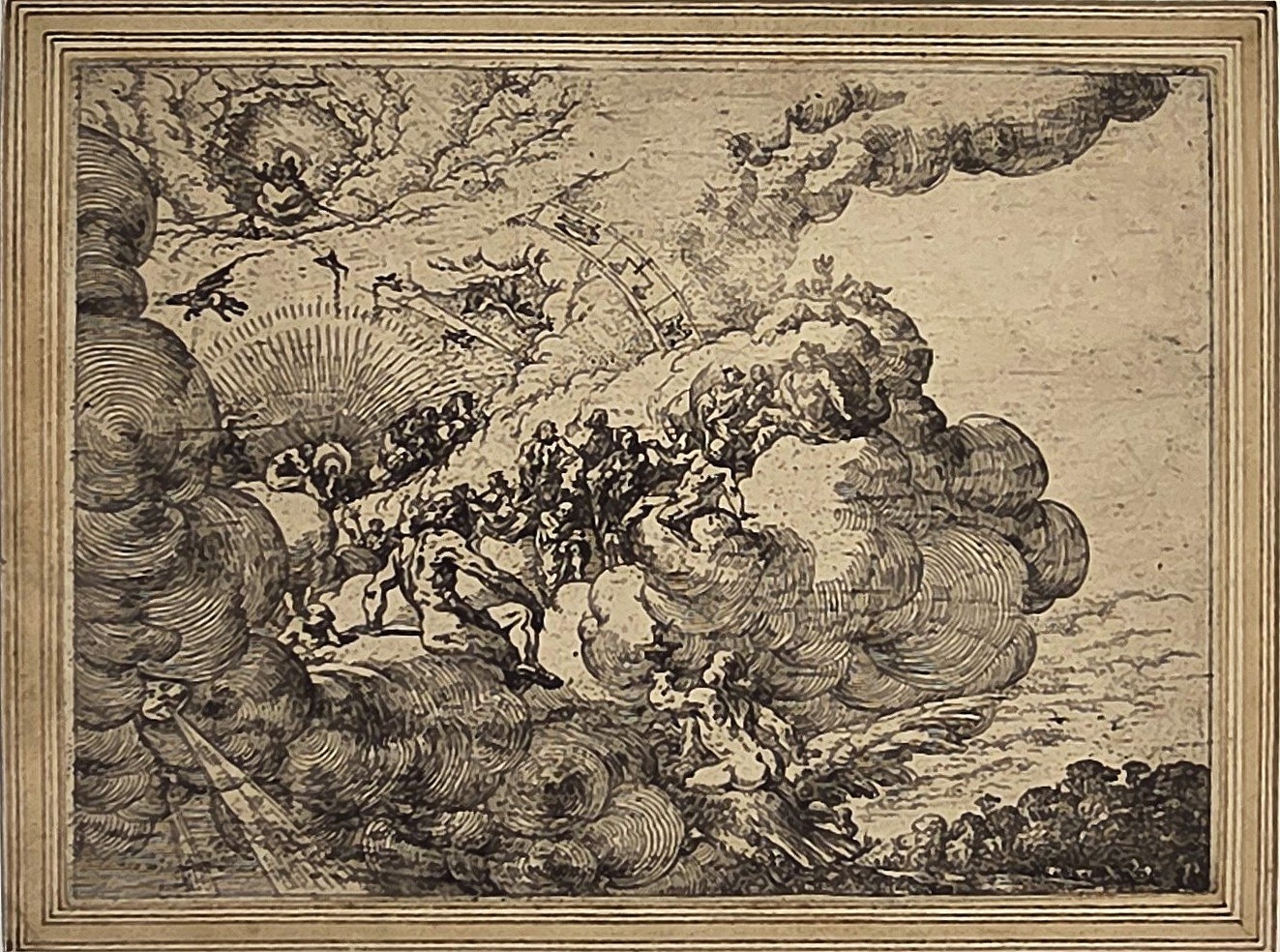 Historische Szenendarstellung – Dramatische Reiterschlacht unter aufreißendem Himmel