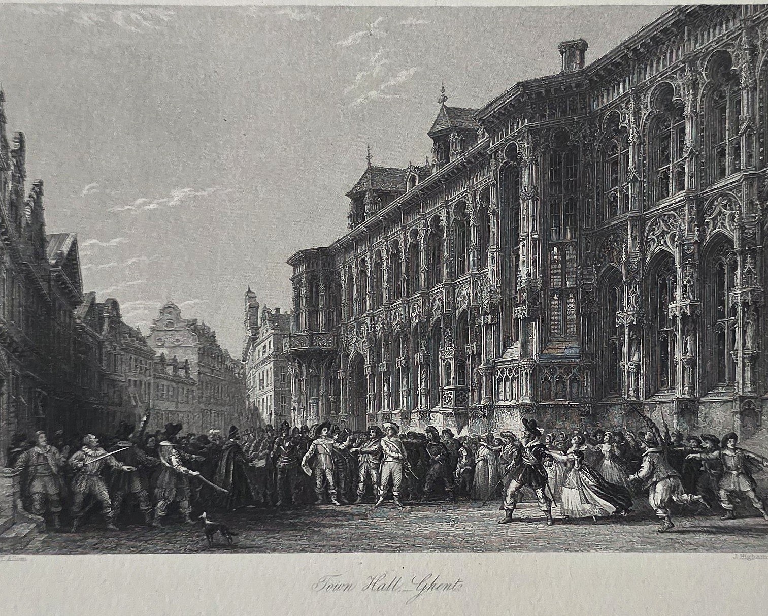 einer festlichen Prozession vor Palastfassade