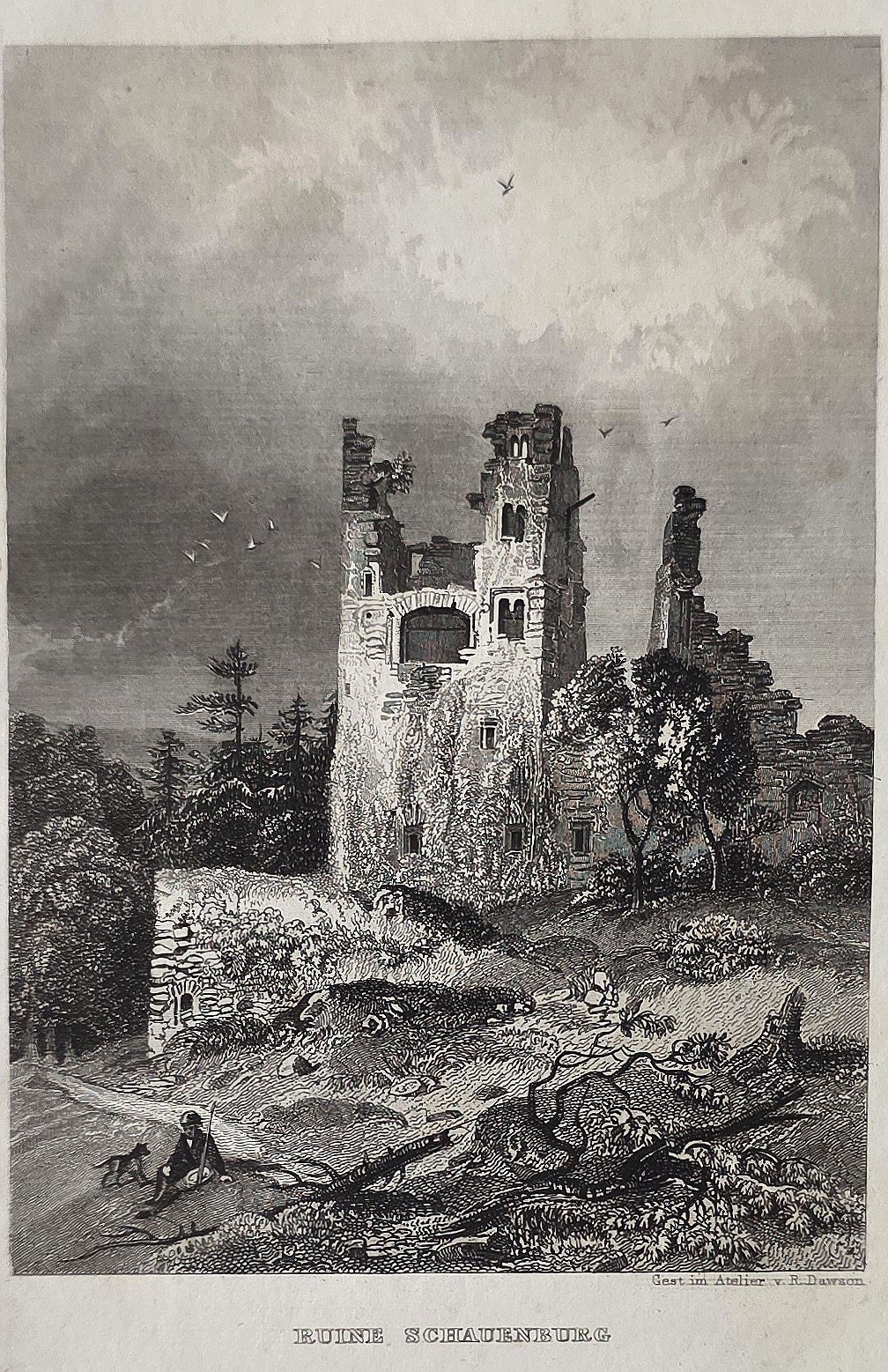 Verfallener Burgturm im Hochformat