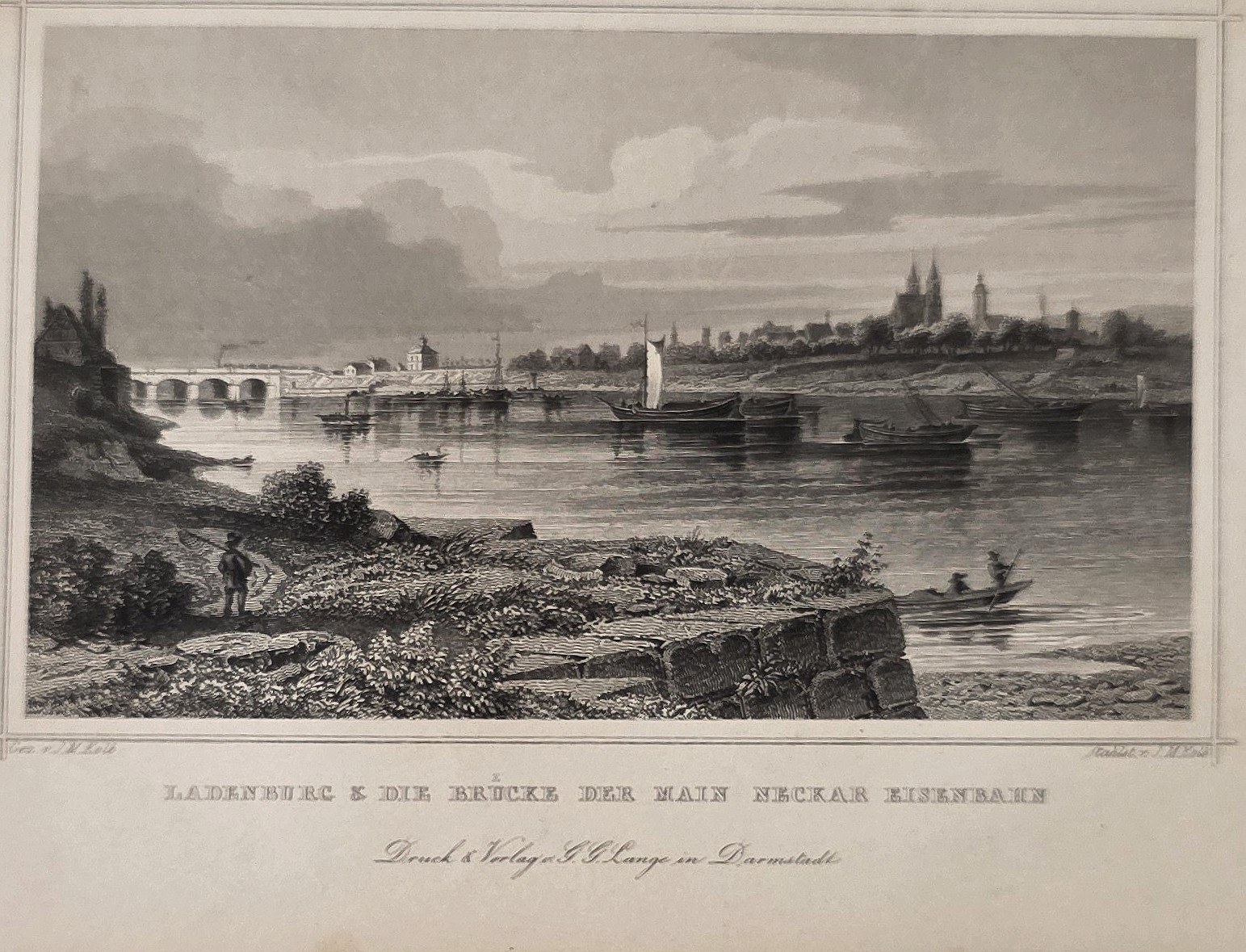 Flusspanorama mit Brücke und Türmen