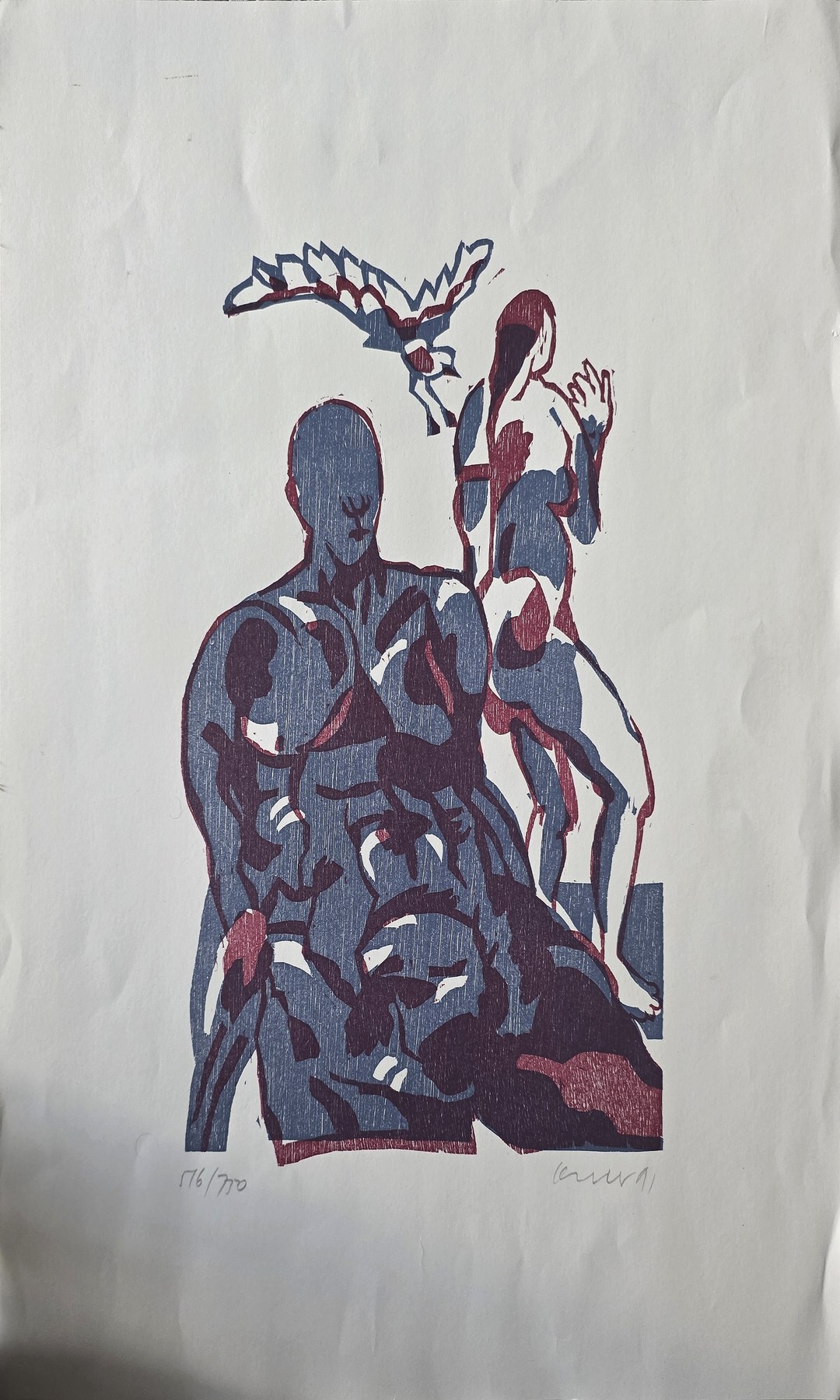 Farbige Figurenkomposition mit dunklen Silhouetten