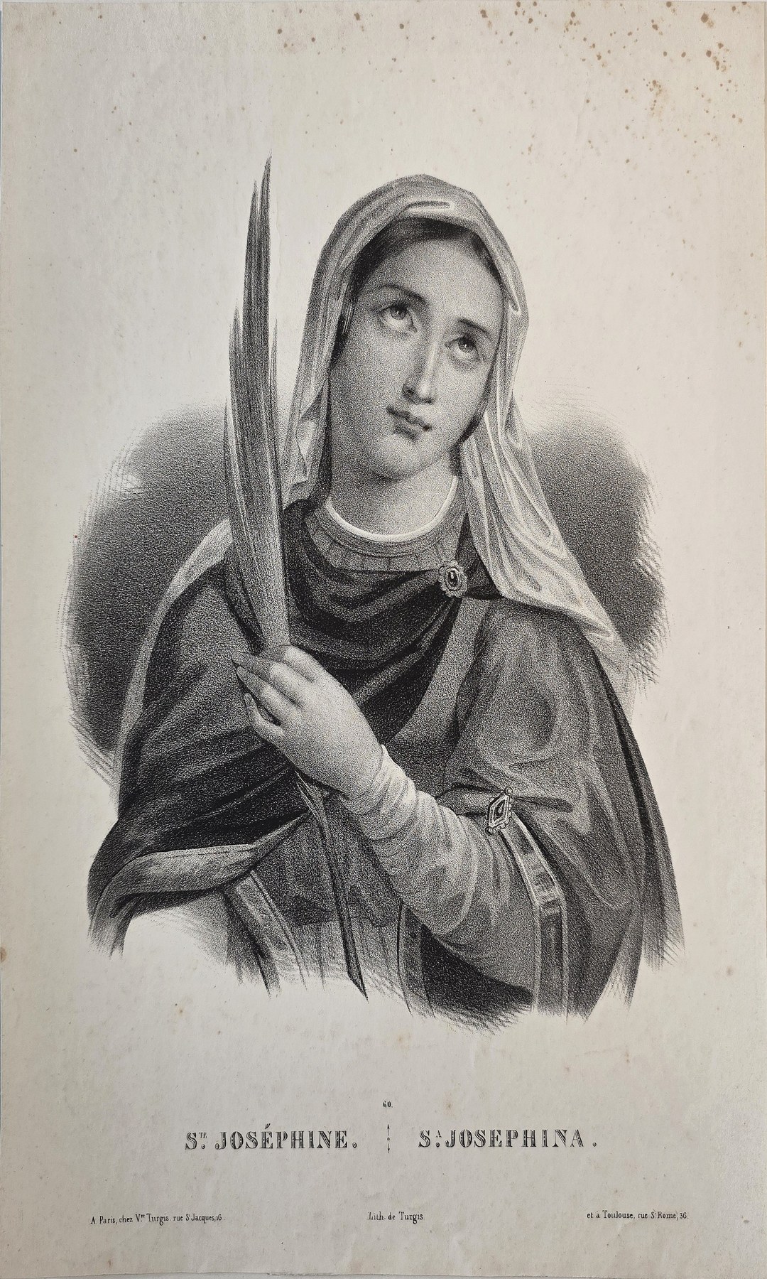 Heilige Frau mit Palmzweig als Halbfigur