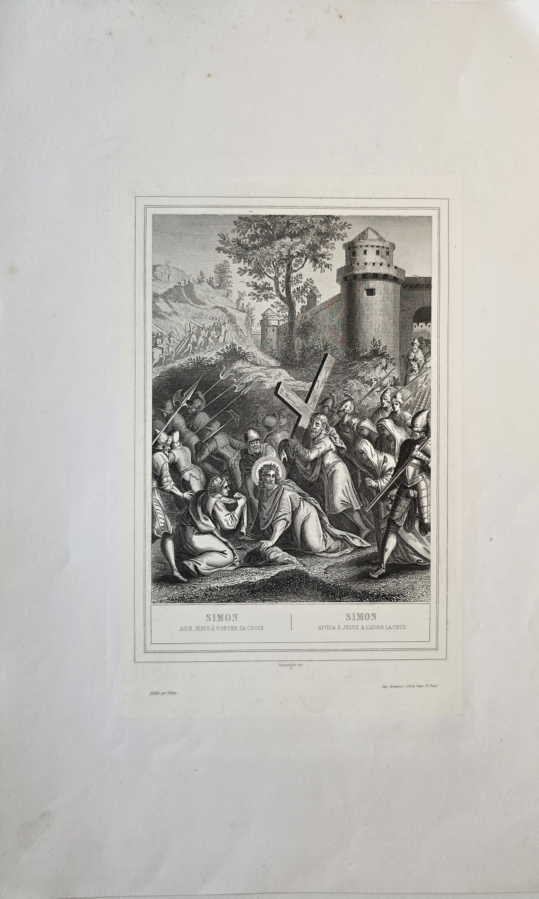 einer kleinen Kampfszene bei Turm und Felsen
