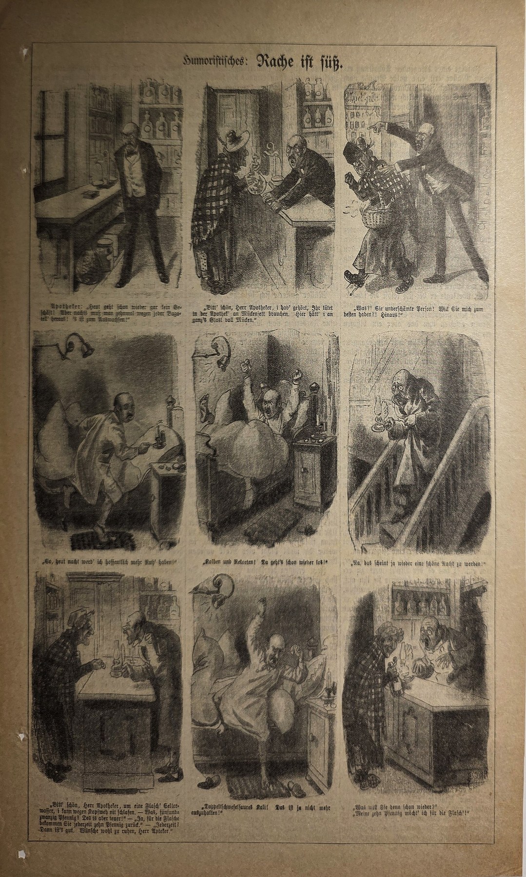 Illustrierte Szenenfolge mit Innenräumen