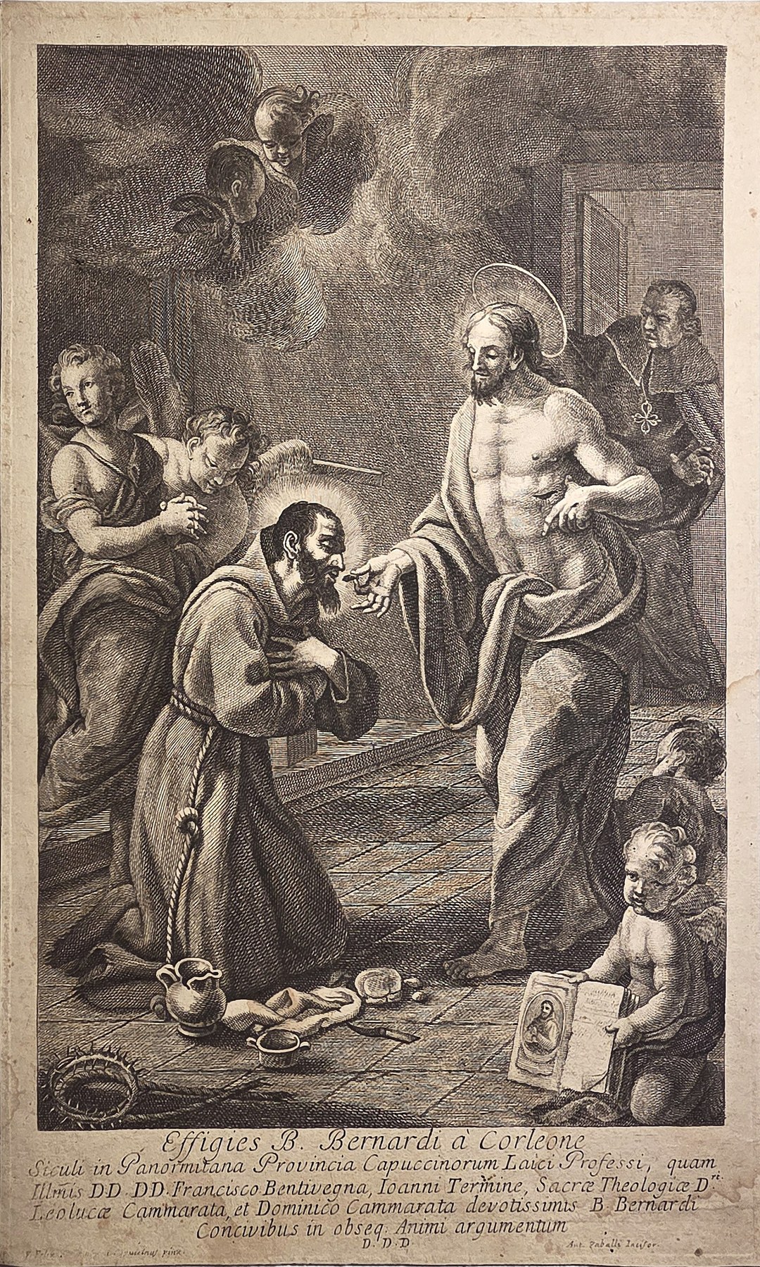 Christus begegnet kniendem Ordensheiligen