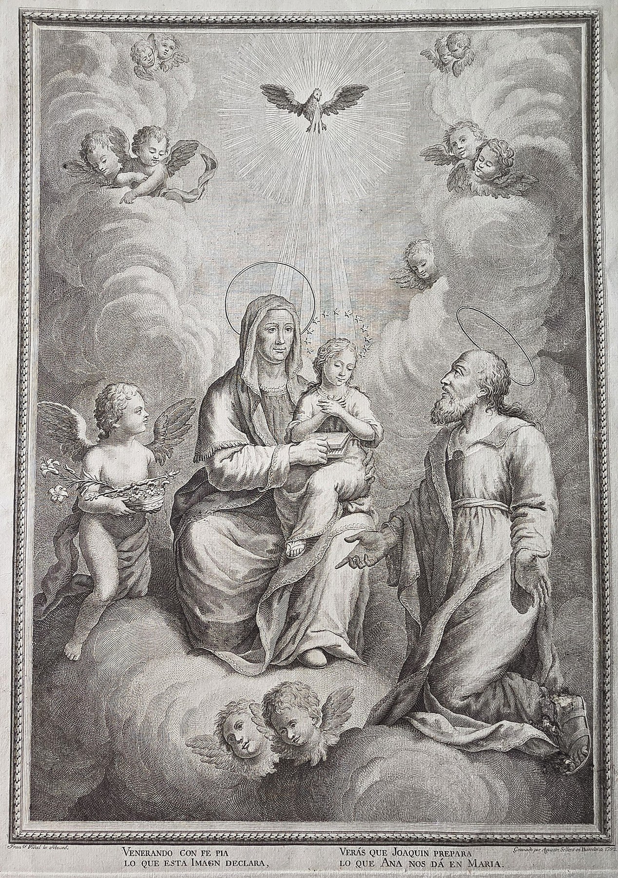 der Madonna mit Kind, Mönch und Himmelsvogel