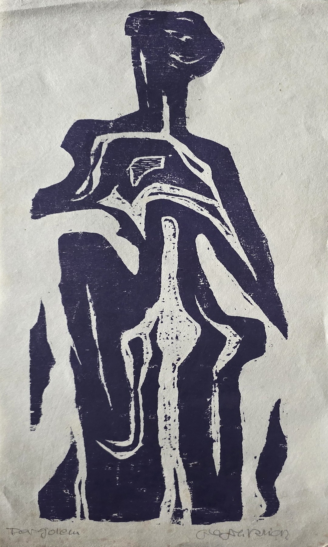 Abstrakte stehende Figur in dunkler Silhouette