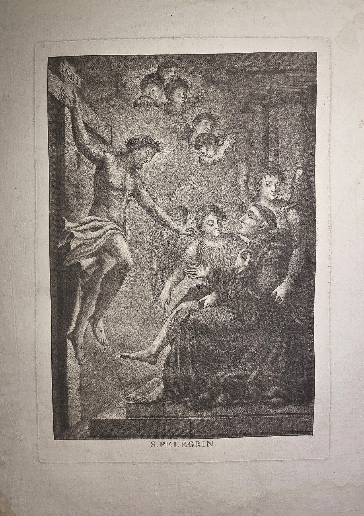 Sankt Peregrin mit Engel und sitzender Figur