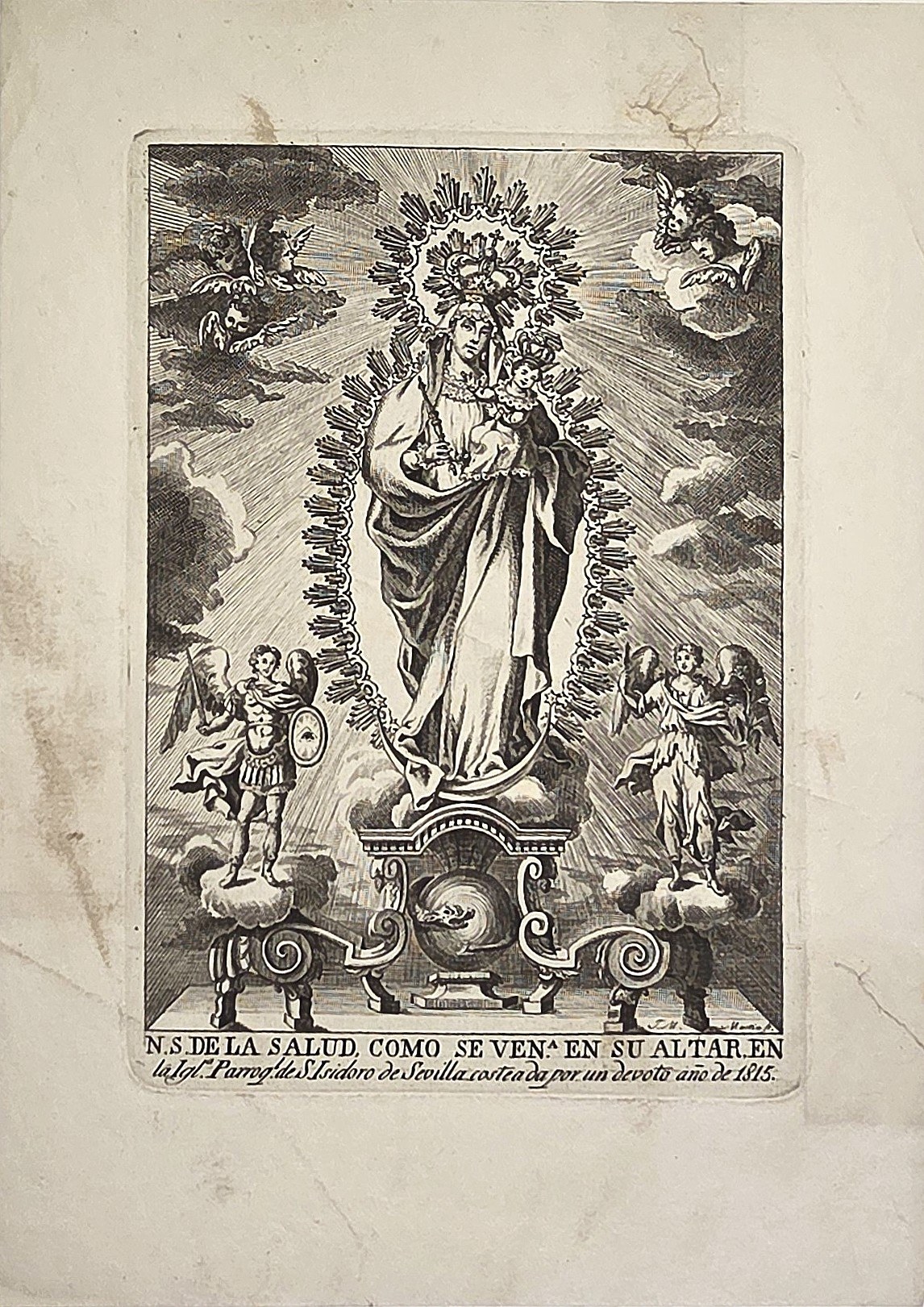 Marienerscheinung auf Wolken mit Engelsgruppen