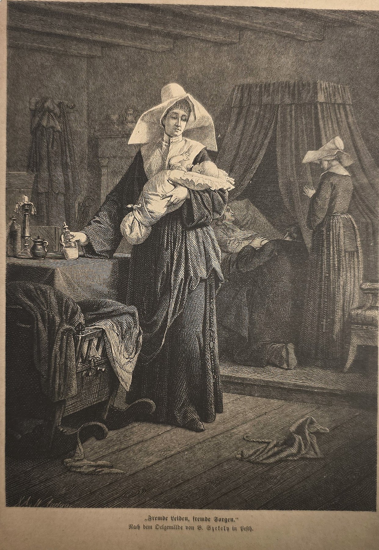 Frau in ländlichem Innenraum