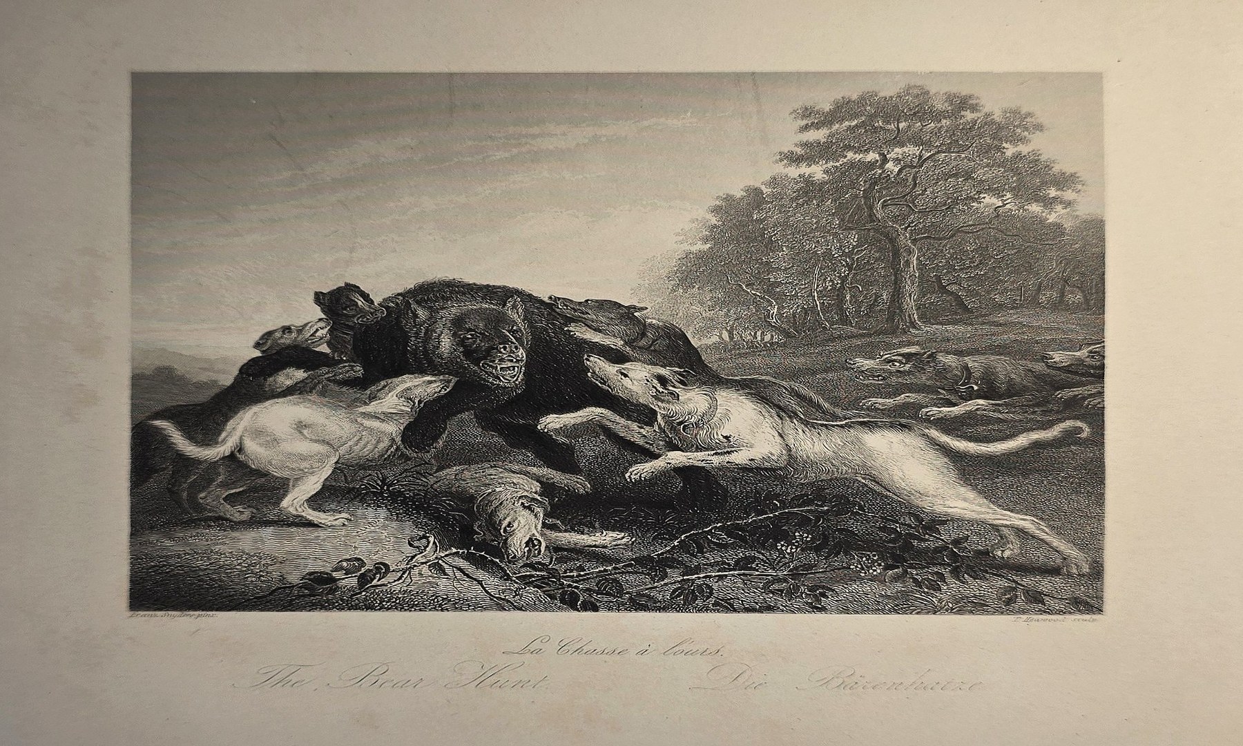 Jagdbeute mit Wild und Landschaftshintergrund