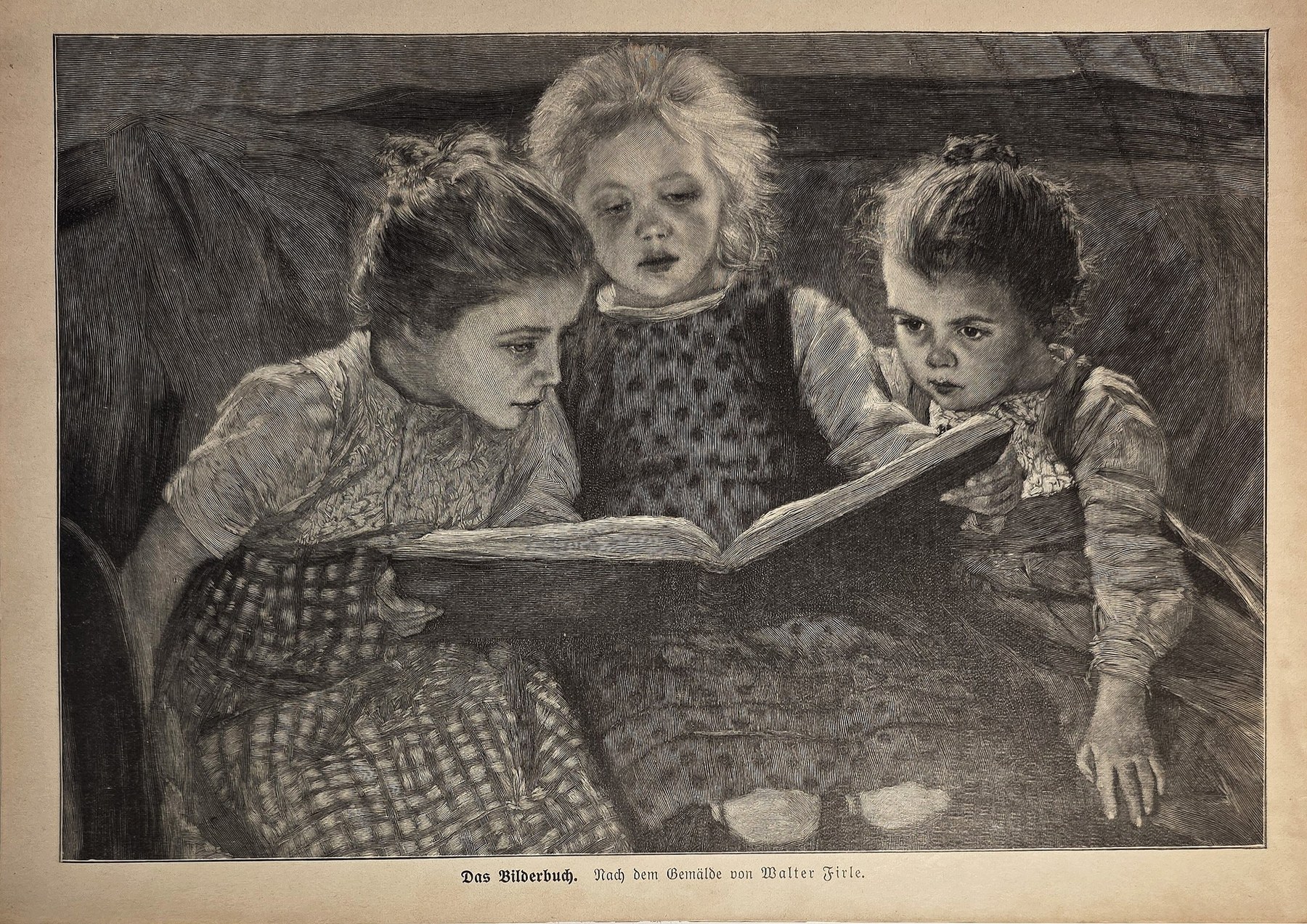 Drei Kinder beim gemeinsamen Lesen