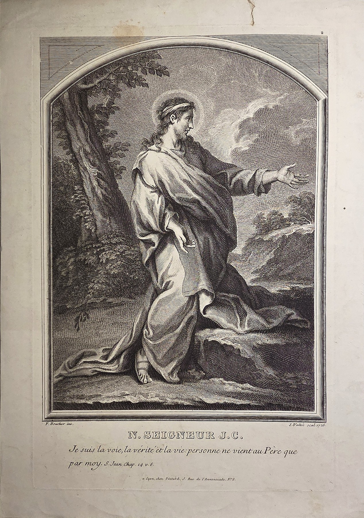 Kniende Christusfigur in Landschaft
