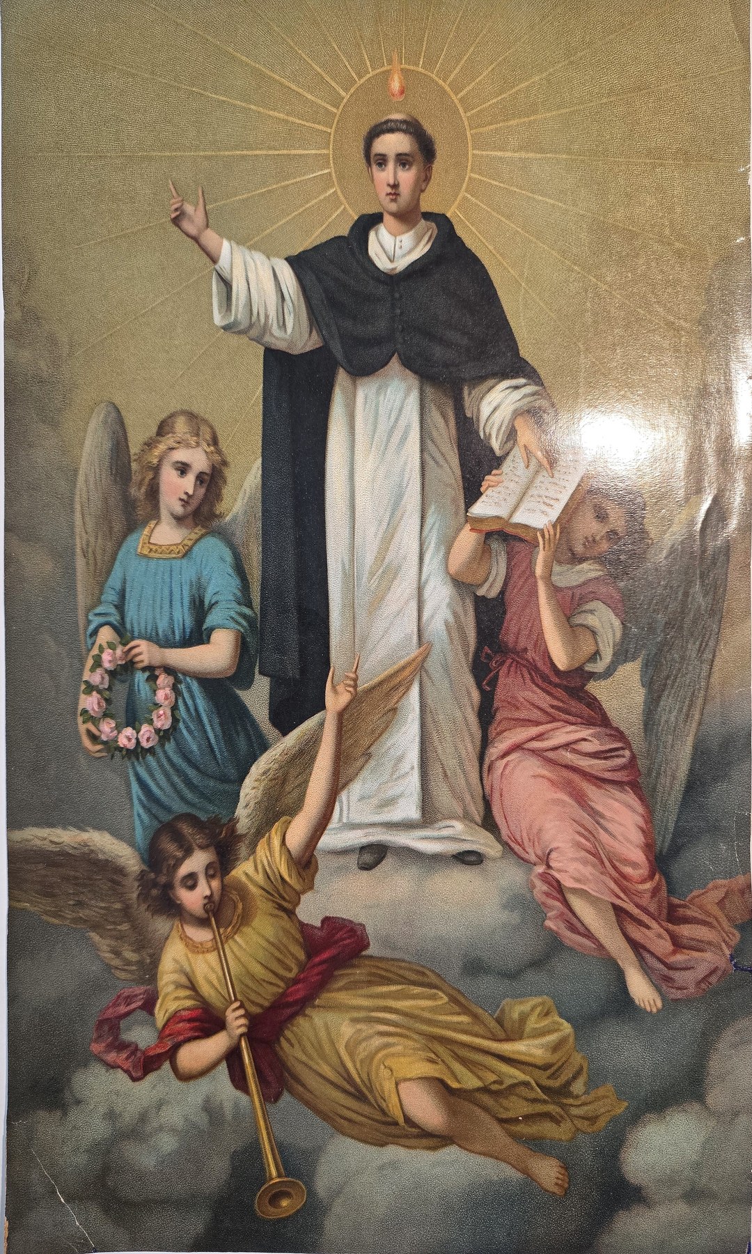 Heiliger Ordensmann mit Kindern und Engeln