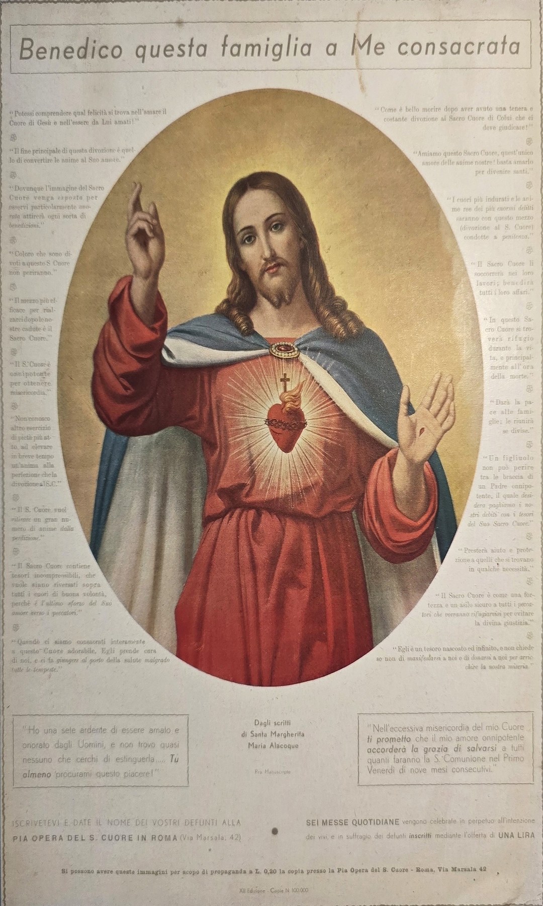 mit Herz-Jesu-Bildnis und umlaufendem Text