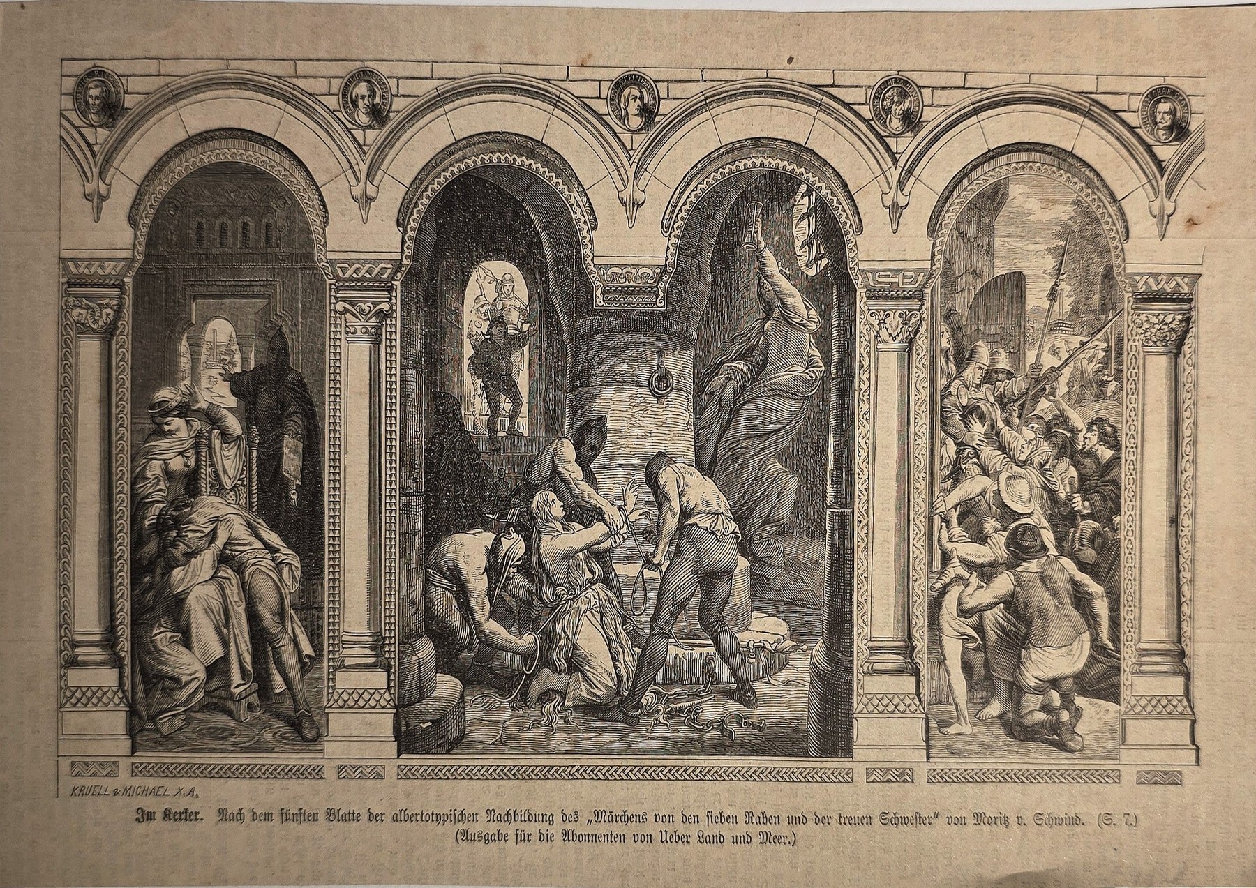 Historische Darstellung – Religiöse Szenen in Arkaden