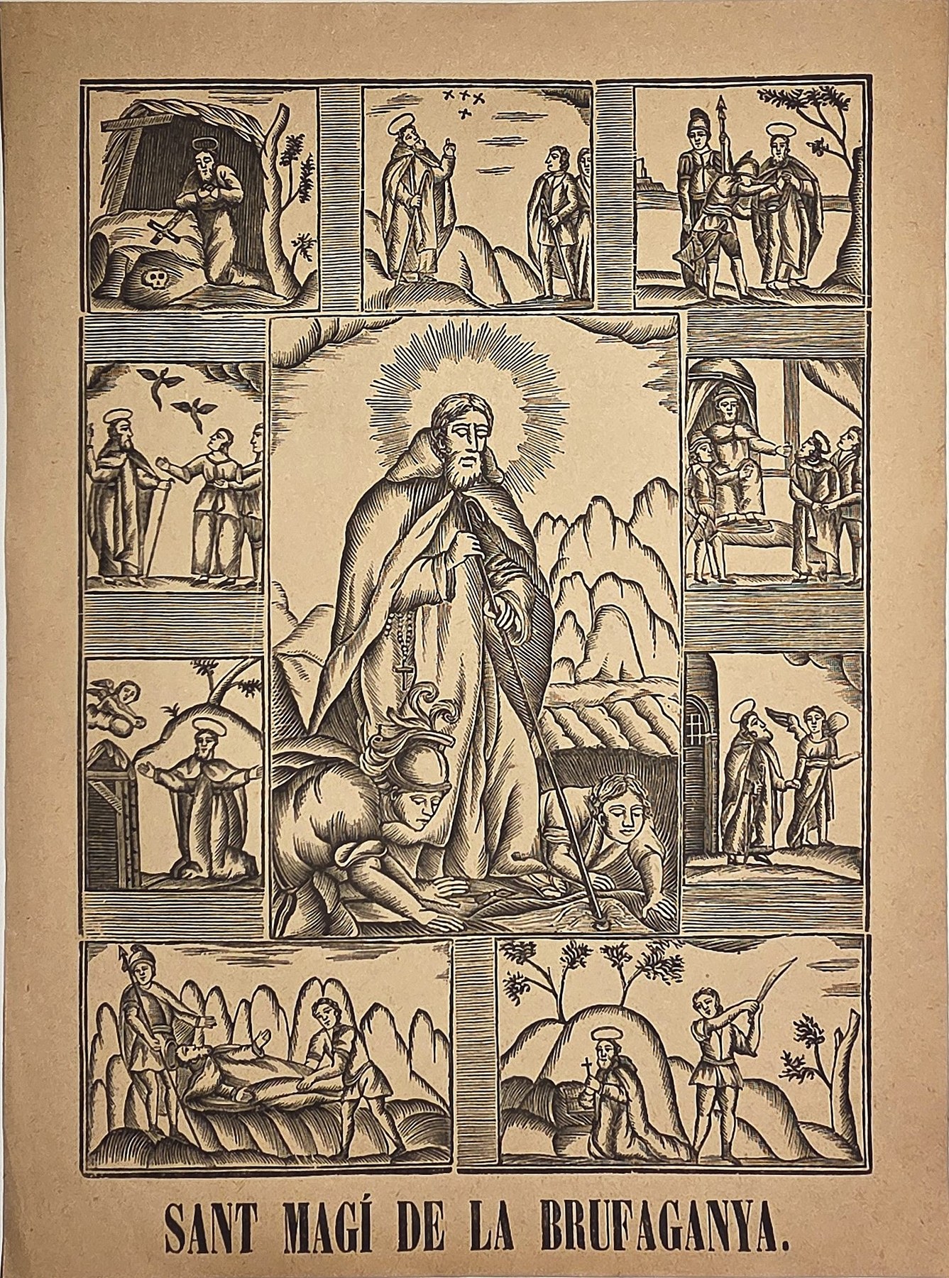 Sant Magí de la Brufaganya – Heiligenblatt mit Bildfolge