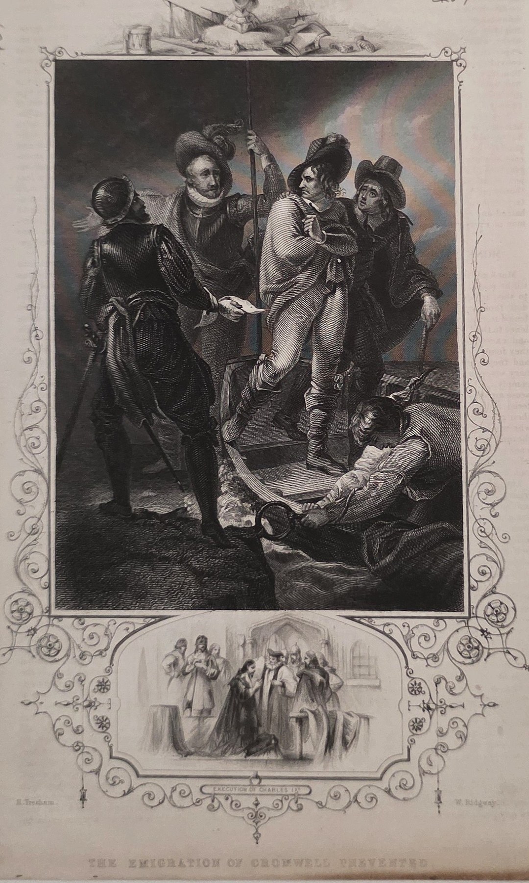 Historische Figurenszene in ornamentalem Rahmen