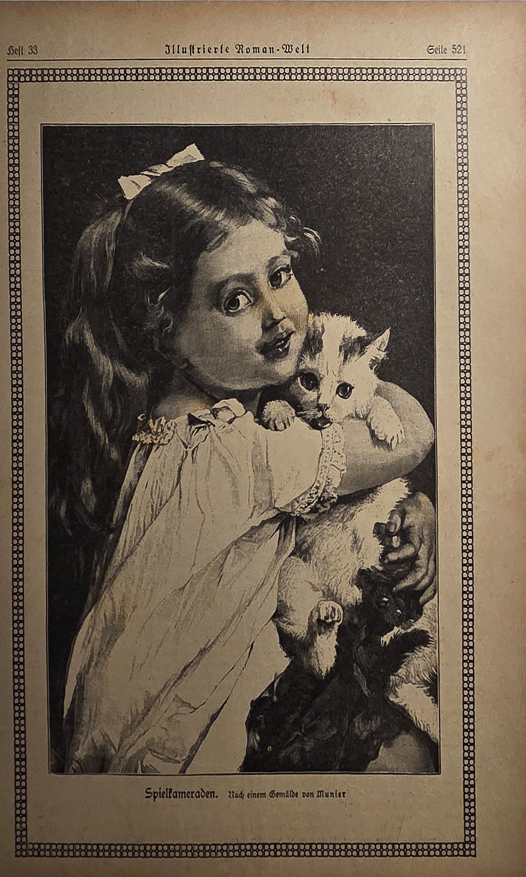 Historische Darstellung – Mädchen mit Katze als inniges Doppelporträt