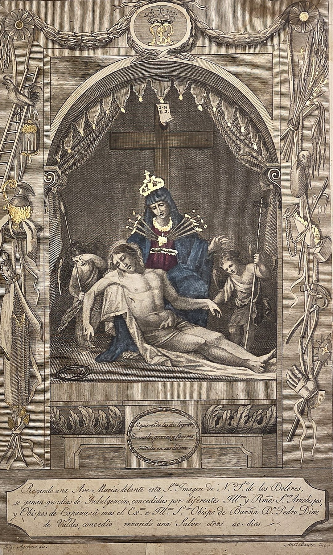 Pietà unter Baldachin mit Krone