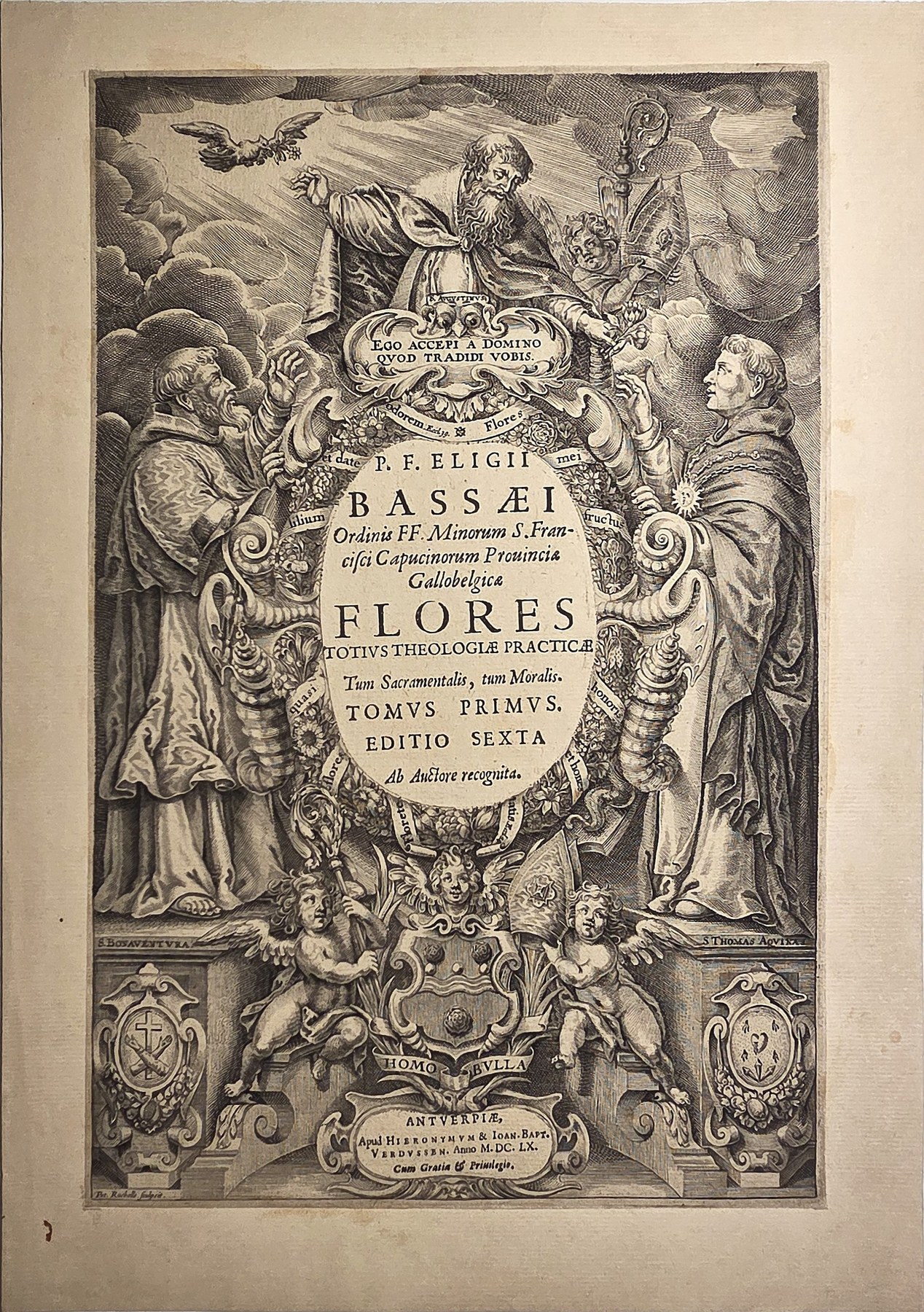 Ornamentales Titelblatt mit Heiligenfiguren