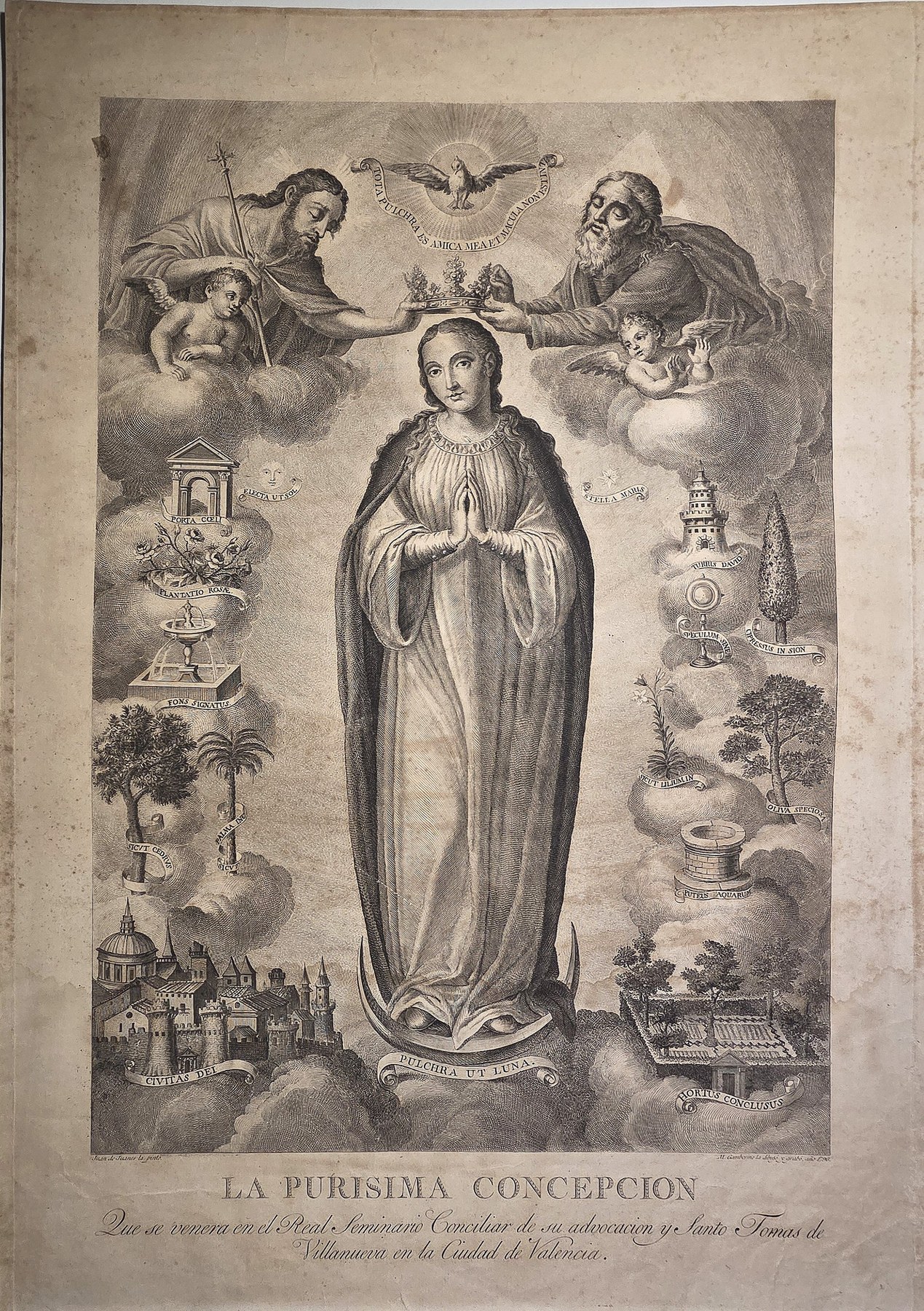 Historische Darstellung – La Purisima Concepcion mit symbolreichen Randmotiven