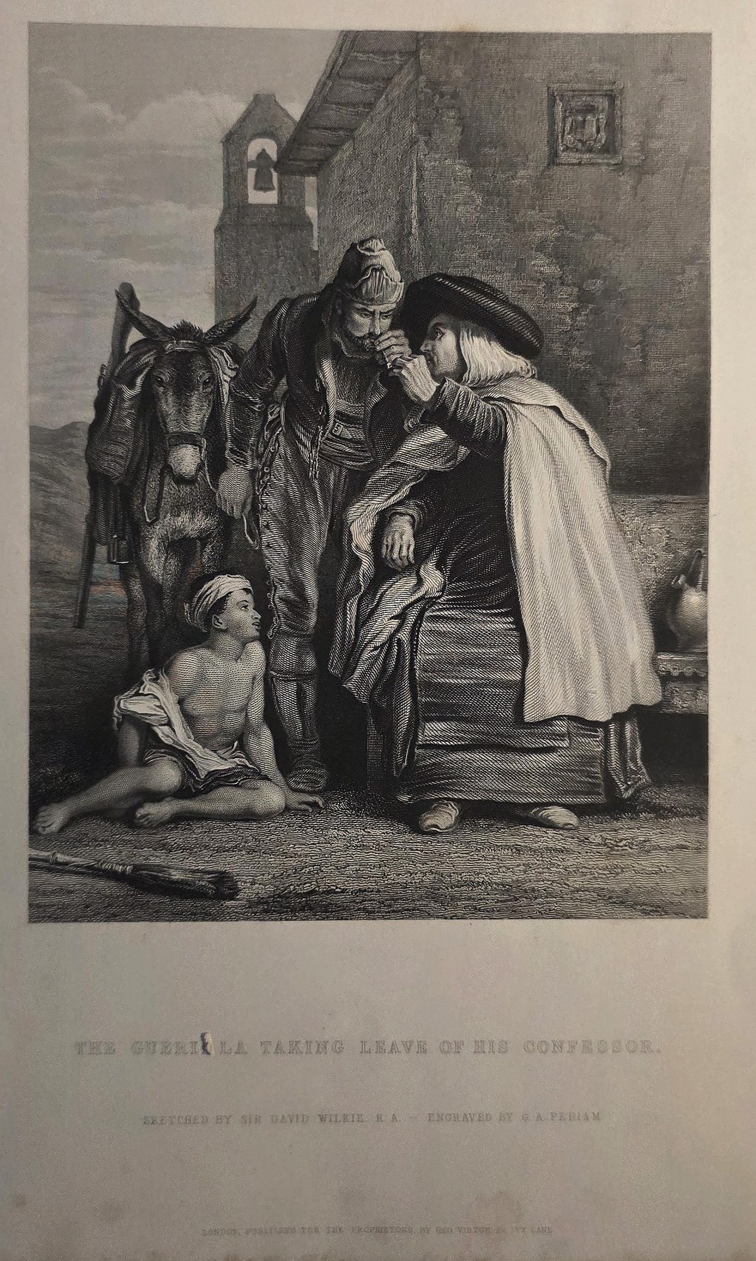 Historische Abschiedsszene mit Pferd
