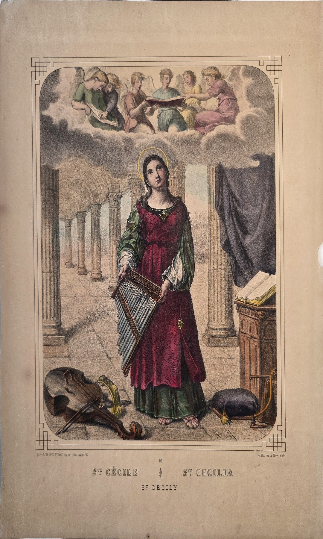 Sakrale historische Darstellung – Heilige Frau mit Palmzweig in Säulenhalle